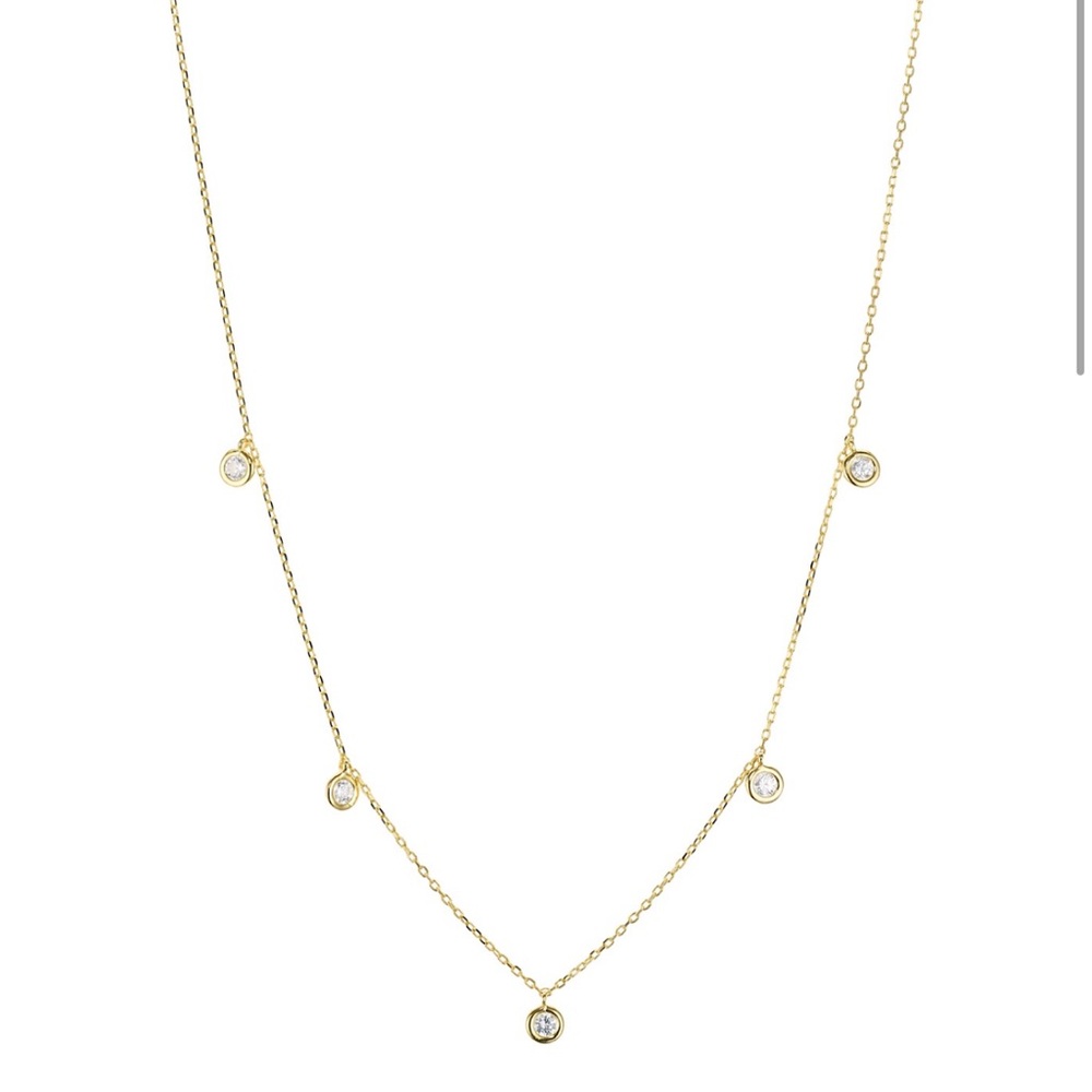 Sterling Silver Thin Chain Circle Drop Necklace